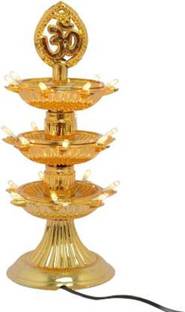 Blessing Shine 3 layer electric gold LED diya deepak light for diwali home temple decorative Plastic Table Diya