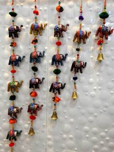 New Jaipur Handicraft Rajasthani Elephant Toran Door Hanging Toran Paper Mache Toran Pack of 5 line Toran