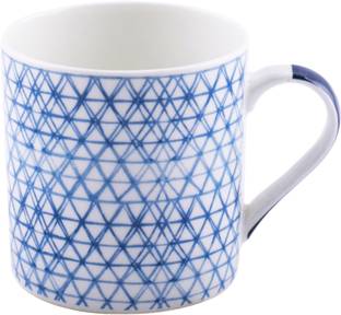 Goodhomes Pack of 6 Bone China Tea and Coffee Cups with Indigo Print ZOECM140