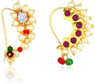 Divastri Cubic Zirconia, Pearl Gold-plated, Copper Plated Copper, Brass Nathiya