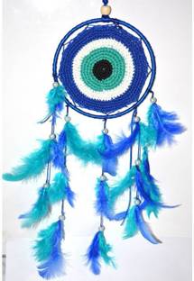 ONRR Collections Evil eye crochet Feng shui dreamcatcher 6" ring size Feather Dream Catcher