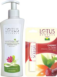 LOTUS HERBALS White Glow Hand and Body Lotion with Cherry Lip Therapy