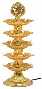 ESP 5 Layer Electric Diya Stand - Golden Plastic Table Diya