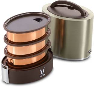 Details about   Vaya Tyffyn Bloom Copper-Finished steel Lunch Box with Bagmat,1000 ml,3Container