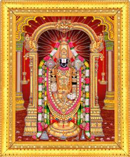 BCOMFORT Lord Balaji golden and silver zari work Religious Frame