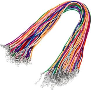 DIY Crafts Multi color Silky Necklace Cord with Clasp for Jewelry Making with 2" Chain Extension End (2 mm) (Pack of 10)