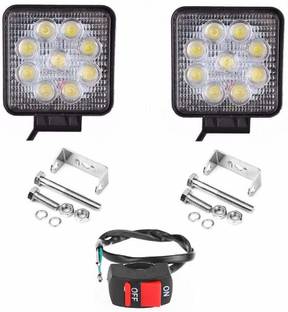 AUTOGARH 9 Led Square Shape Fog Light 4 Inch Driving Headlights Lamp with Switch Set of 2 Fog Lamp Car LED (12 V, 55 W)