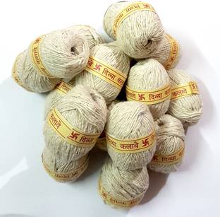 DIVYA Handmade Cotton Mauli/ Kalava - White (Set of 15)