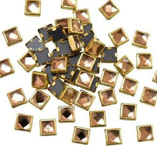 FASHION CLUSTER 5MM Golden Shadow Square Kundans for Craft, Embroidery