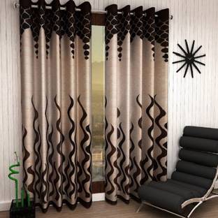 Panipat Textile Hub 153 cm (5 ft) Polyester Semi Transparent Window Curtain (Pack Of 2)