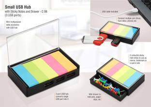 stupefying 3 Compartments Plastic Sticky Notes and Drawer & USB HUB
