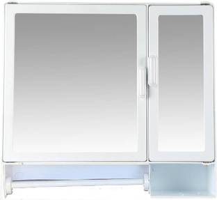 Epraiser 110 Bathroom Double Mirror Double Door Cabinet With Storage Plastic Wall Shelf