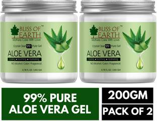 Bliss of Earth Aloe Vera Gel | 2X200GM | Great For Face, Body & Hair