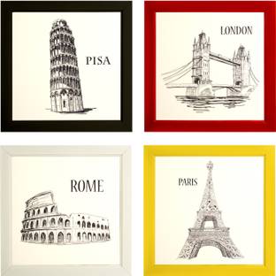 Indianara Pisa London Rome Paris 2115 Digital Reprint 9.5 inch x 9.5 inch Painting