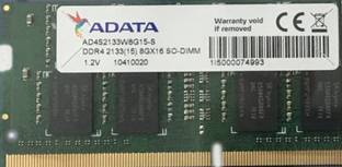 ADATA DDR4 2133Mhz LAPTOP RAM DDR4 8 GB (Dual Channel) Laptop (AD4S2133W8G15-S , PC4 2133Mhz, 8Gx16)