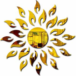 SB07 50 cm Sunface Sun Flame Golden(Pack of 25)Acrylic Sticker, 3D Acrylic Sticker Reusable Sticker
