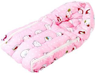 baybee Cotton Bed Cum Baby Sleeping Bag-BBCBB0011_Pnk cum Carry Bag Crib Bedding