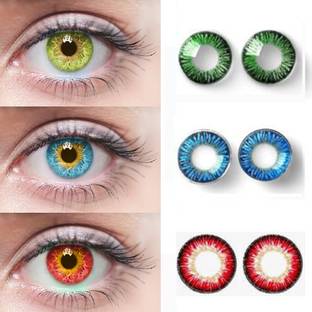 वोका Monthly Colored contact lens Zero Power 1pair Lenses for Eyes Women and Men with Lens Case & solution मासिक