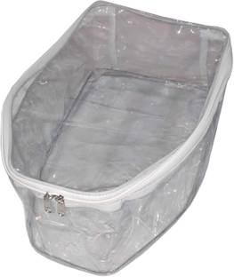 Addyz Garment cover Pvc Fully Transparent Plain Large Blouse Cover Salwar Kamiz Suit Bag White Piping