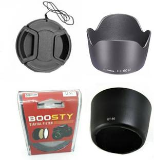 BOOSTY 2 Pcs eET 60 lens hood + 58mm uv filter and lens filter cap  Lens Hood