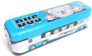 टेक्नोचित्रा Pull Back Bus कार्टून आर्ट मेटल पेंसिल बॉक्स