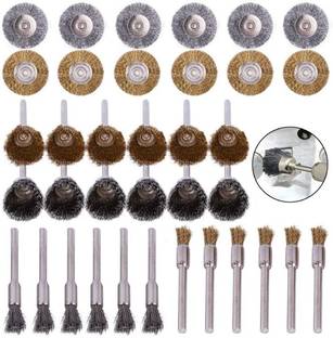 DIY Crafts 36pcs Brass Steel Brush Set Buffing Wheel Cup End Brush Rotary Tool