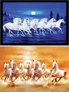 galaxy wooden art gallery 45.72 cm vastu seven horses stickers Self Adhesive Sticker
