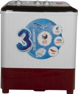 Akai 6.5 kg Semi Automatic Top Load Washing Machine White, Maroon