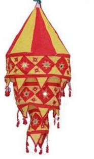 Ayushkacrafts Jaipuri Handcrafted Handmade Cotton Foldable Fabric Lantern/Lamp Shade/Light Holder for Home Decoration Recessed Ceiling Lamp