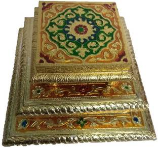 VROY@LS PRIDE Royals Pooja Bajot Table 6+8+10 Inch Wooden All Purpose Chowki