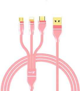 FASTX Micro USB Cable 2 A 1 m 3 in 1 Cable Nylon Braided with Fast Charging Multi Charge Option
