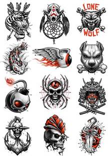 voorkoms 3d tattoo design combo body temporary tattoo