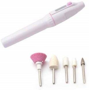 DEVZA 7 In 1 Art Tip Plastic Electric Manicure Toe Nail Drill Grooming Tool Kit (White)