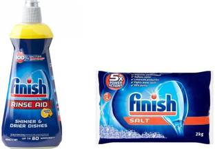 Finish Dishwashing Rinse Aid Lemon 400ml And Dishwashing Salt 2Kg combo Dishwashing Detergent