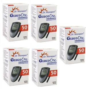 Dr. Morepen BG-03 Blood Glucose Test Strips 50s Pack (Pack of 5) 250 Glucometer Strips