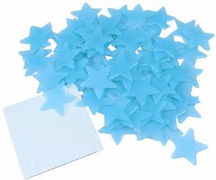 Satya Vipal Blue Color Fluorescent Glow in The Dark Star Wall Sticker_D Pack of 100