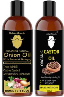 UrbanMooch 100% Pure & Natural ONION Oil & Castor Oil-200ML Hair Oil