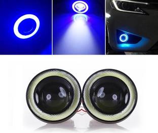 Autosky Car Fog Light Blue Ring Round 3.5 Inch/89MM COB LED Fog Light Bulbs Car Fancy Lights