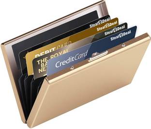 StealODeal RFID Protected Gold Slim Stainless Steel Debit/Credit 6 Card Holder