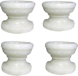 udaipuri handicraft Marble Diya Stoneware (Pack of 4) Table Diya Set