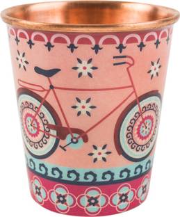 Chumbak Boho Cycle Copper Tumbler - Small Glass Water/Juice Glass