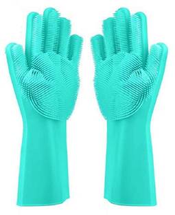 AJSCOP Dishwashing Gloves 2pcs/Pair Magic Washing Brush Wet and Dry Glove