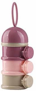 Happy Baby 3 Layer Cute Bear Portable Baby Food Milk Powder Storage Box Bottle Container_Purple  - plastic