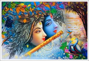 Radha Krishna Hindu God Religious Paper Poster Paper Print