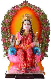 Gifts 'N' Greetings Home Décor Polyresin Laxmi Sitting On Lotus Show Piece Decorative Showpiece  -  30 cm