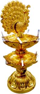 शोपर्नेशन Fancy Gold Color One Tier Electric Diya Light प्लास्टिक टेबल दीया