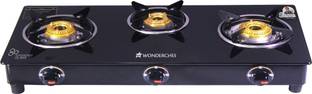 WONDERCHEF Ruby Black 3 Burner Glass Glass Manual Gas Stove
