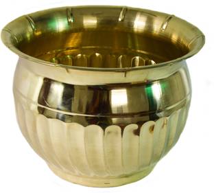 Tangerine Table Top Brass Planter/Vase/Flower Pot- Dia- 8 inch Brass Vase