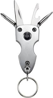 StealODeal Silver Torch 6 in 1 Multitool Heavy Car Key Chain