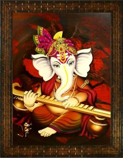 Indianara LORD GANESHA (2175) WITHOUT GLASS Digital Reprint 13 inch x 10.6 inch Painting